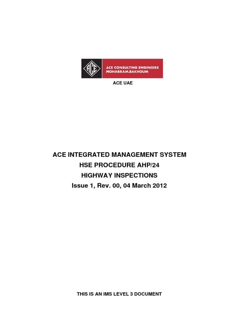 Highway Inspection Procedure Document | PDF | Occupational Safety And ...