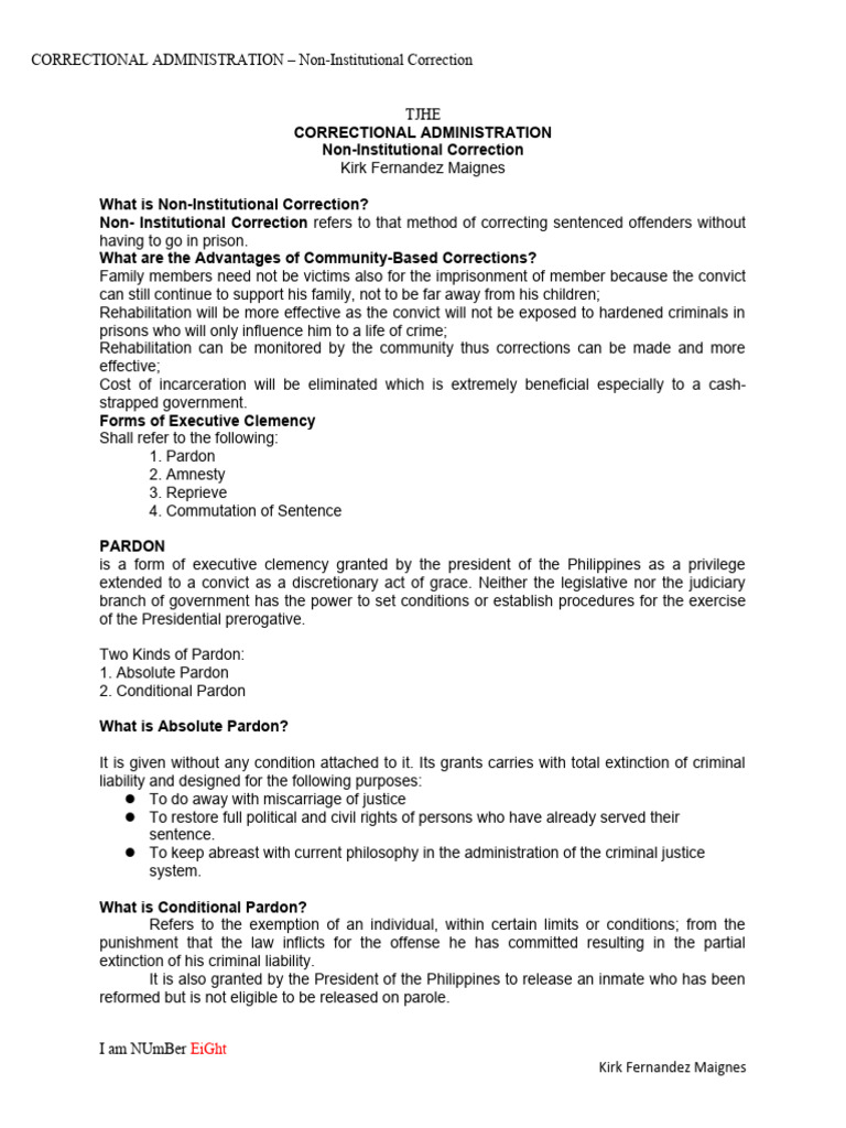 Correctional Administration-Non - Institutional Correction | PDF ...