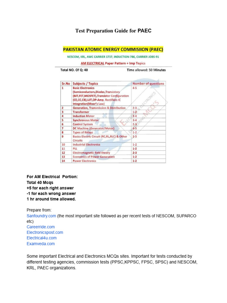 PAEC Test Preparation Guide for AM Physics | PDF | Rectifier | Amplifier