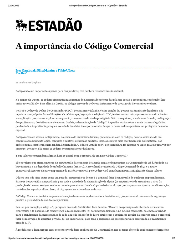 Importância do Novo Código Comercial | PDF | Economia