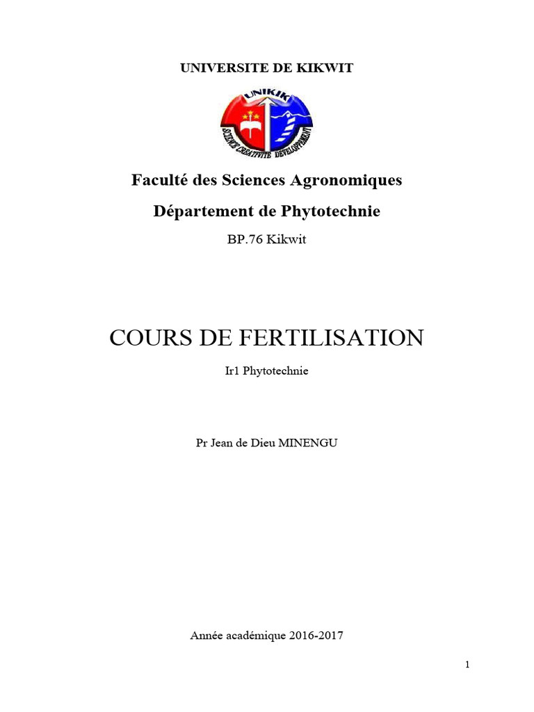 Cours de Fertilisation des Sols | PDF | Sol (pédologie) | Fertilisant