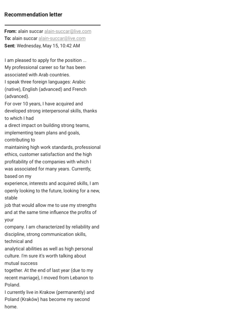 Recommendation Letter for Alain Succar | PDF