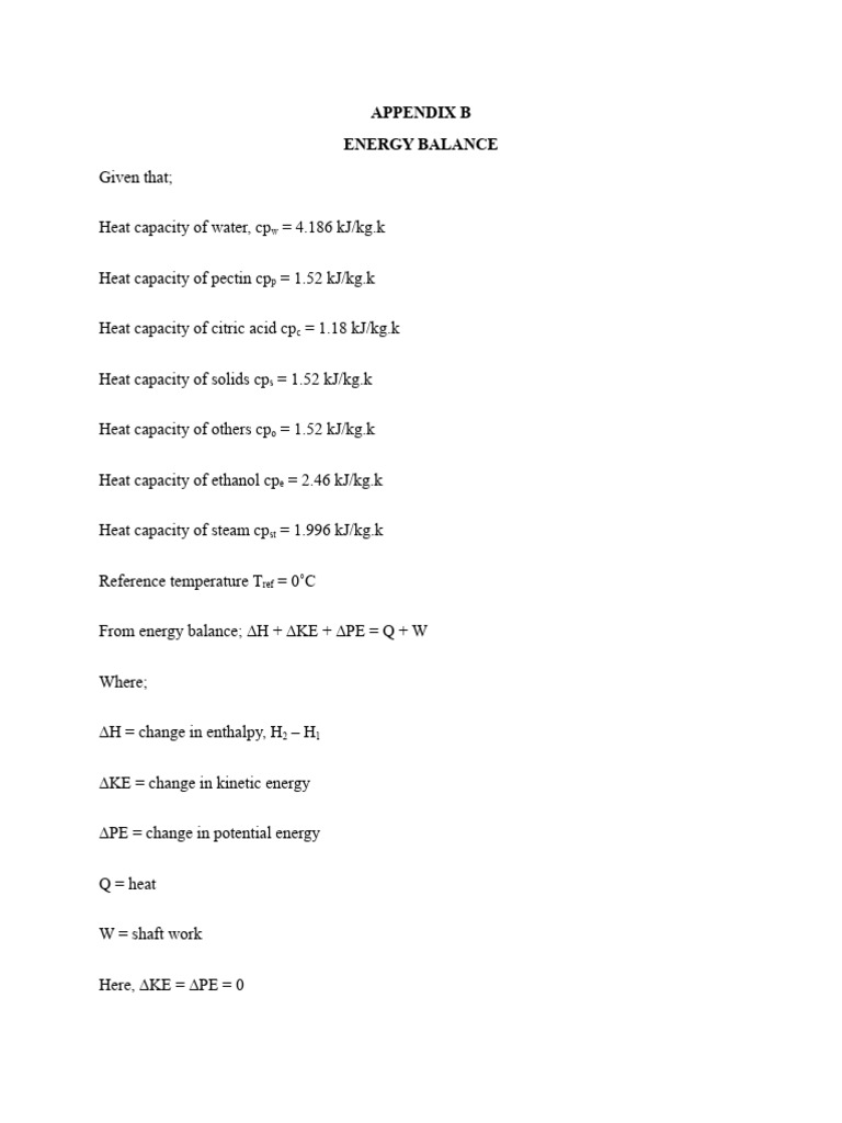 Energy Balance Appendix | PDF | Heat Capacity | Precipitation (Chemistry)