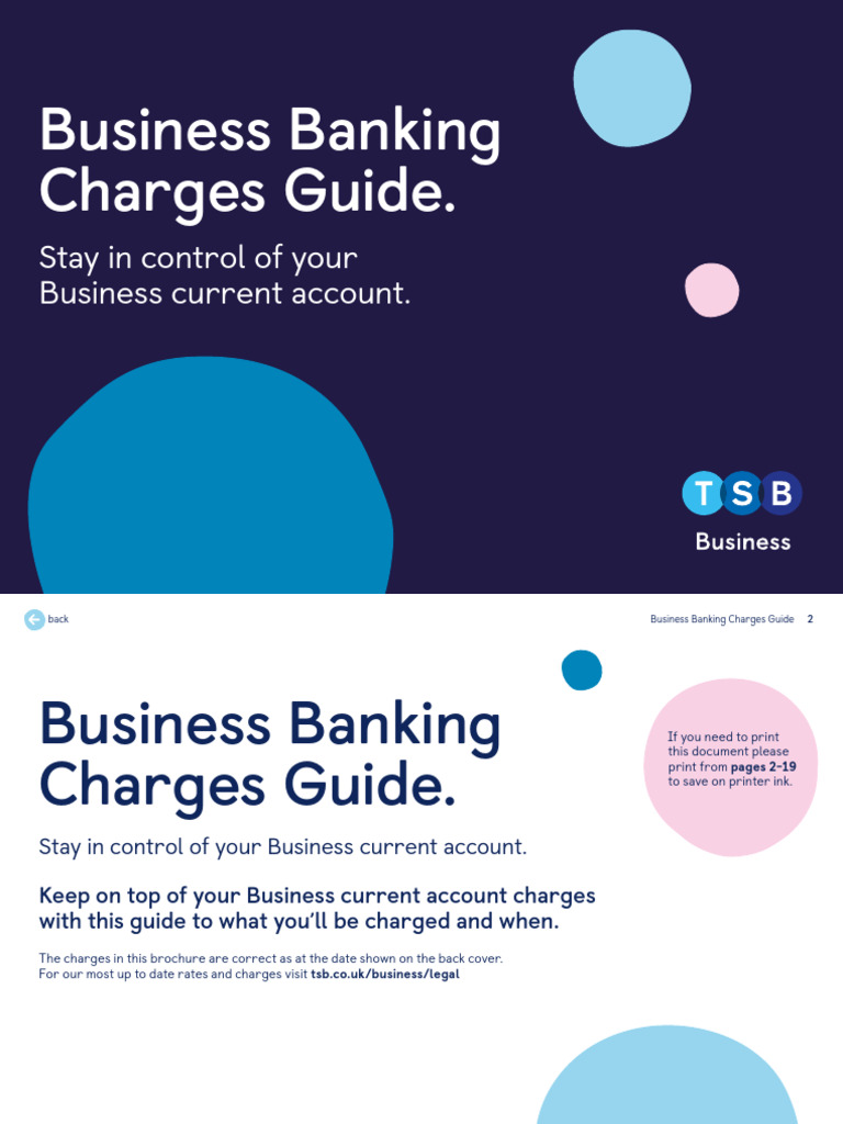 Business Banking Charges Guide Download Free PDF Transaction Account Cheque