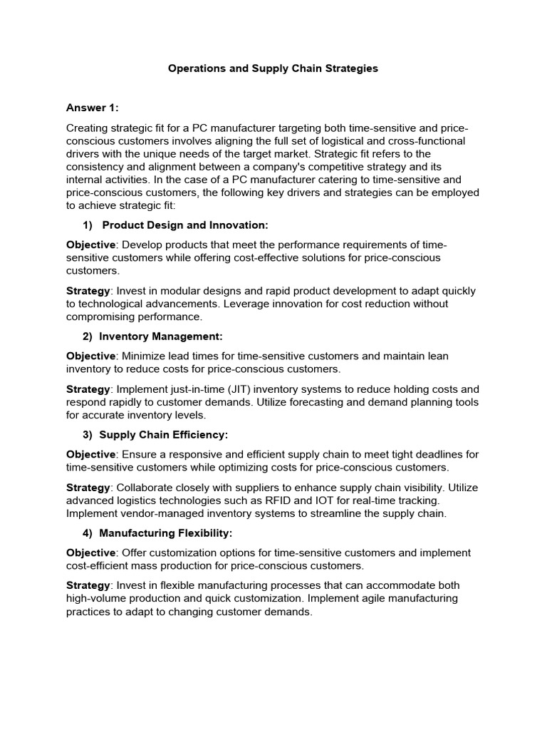 Optimizing Supply Chain Strategies | PDF | Supply Chain | Strategic ...