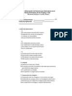Ficha de ObservaciÃ N de Factores Que Intervienen en El Desenvolvimiento de Las Pruebas o Test