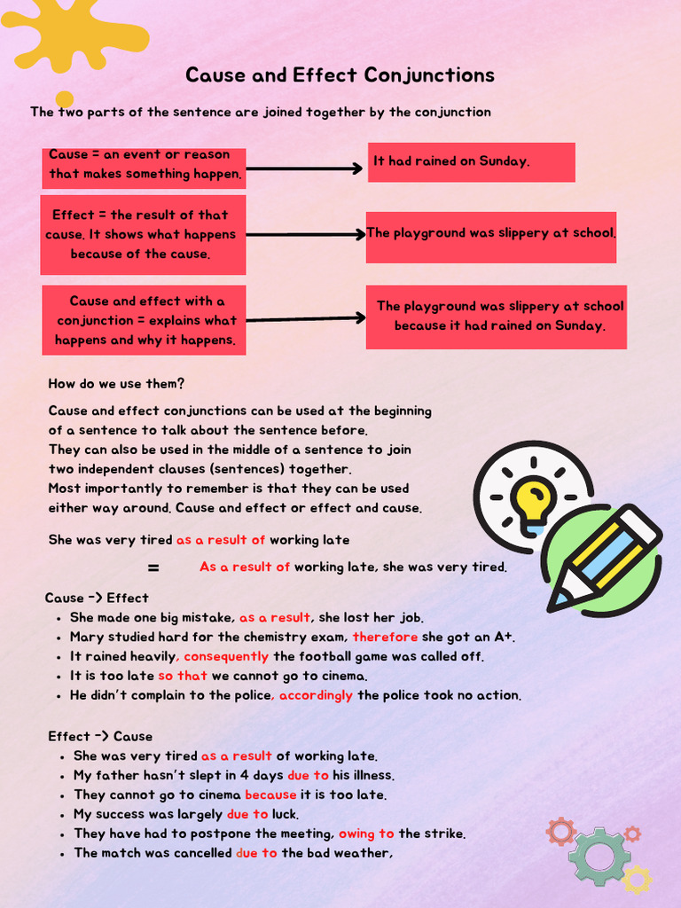 Cause and Effect Conjunctions Explained | PDF | Sentence (Linguistics ...