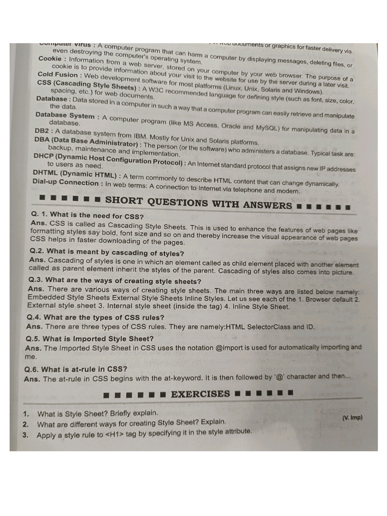 CSS Short Questions | PDF