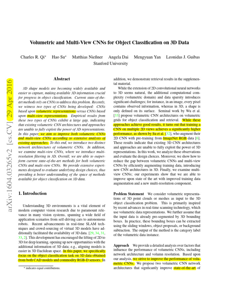 3D Object Classification with CNNs | PDF | 3 D Computer Graphics ...