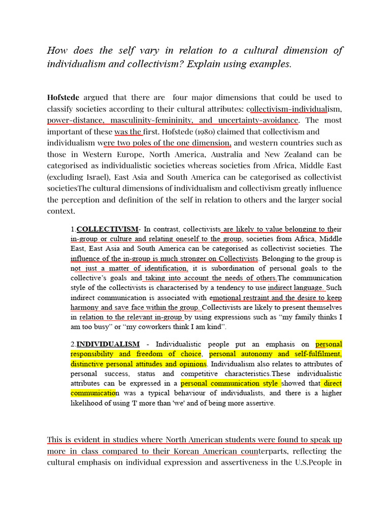 Individualism vs collectivism with case studies | PDF | Individualism ...