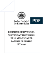 Ley 10956. Regimen de Prevencion Asistencia y Proteccion de La Violencia Por Razones de Genero