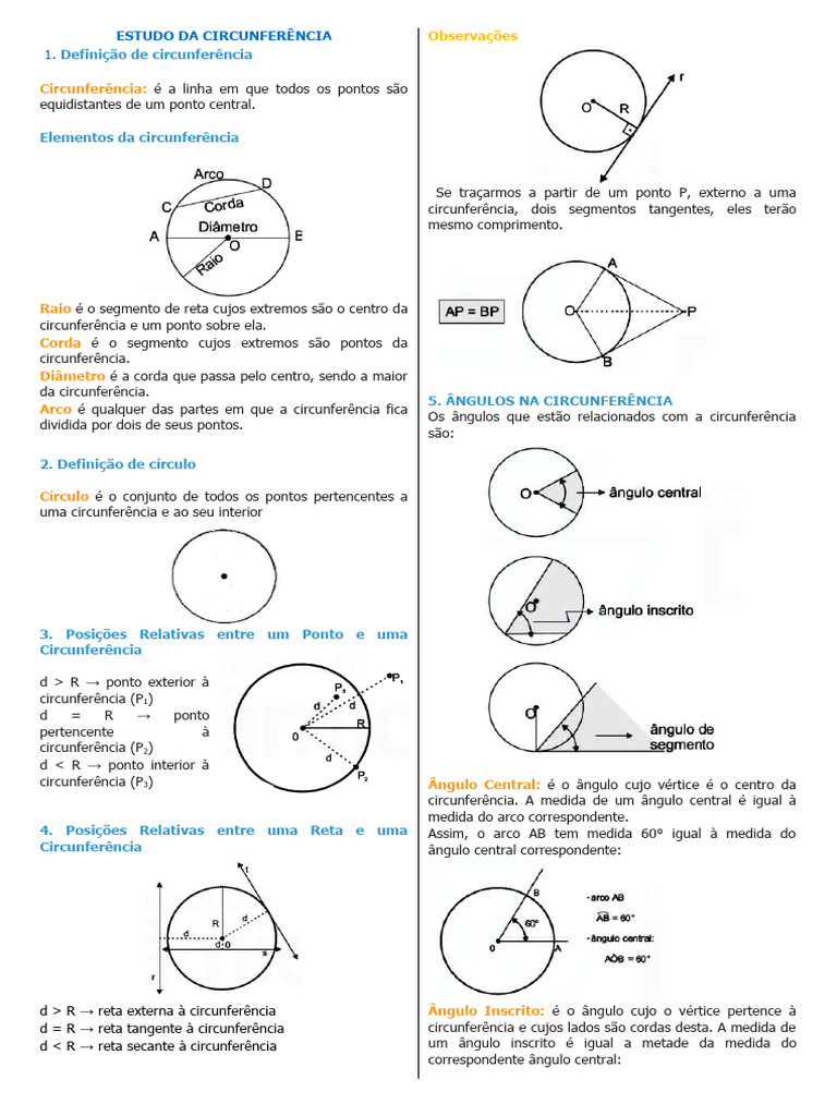 Estudo Da Circunferência | Download grátis PDF | Círculo | Pi
