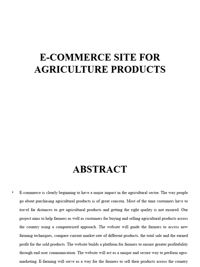 E commerce site for agriculture products pdf world wide web
