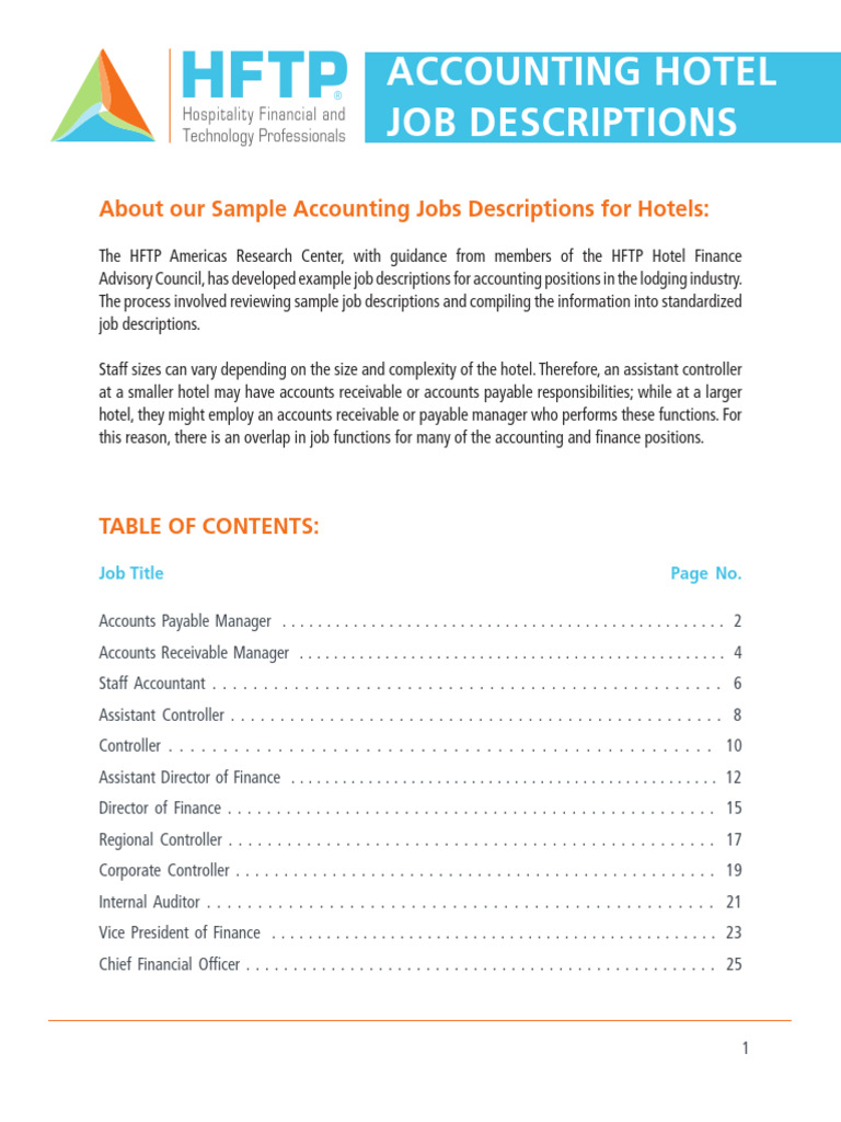 Accounting Hotel Job Descriptions About Our Sample Accounting Jobs