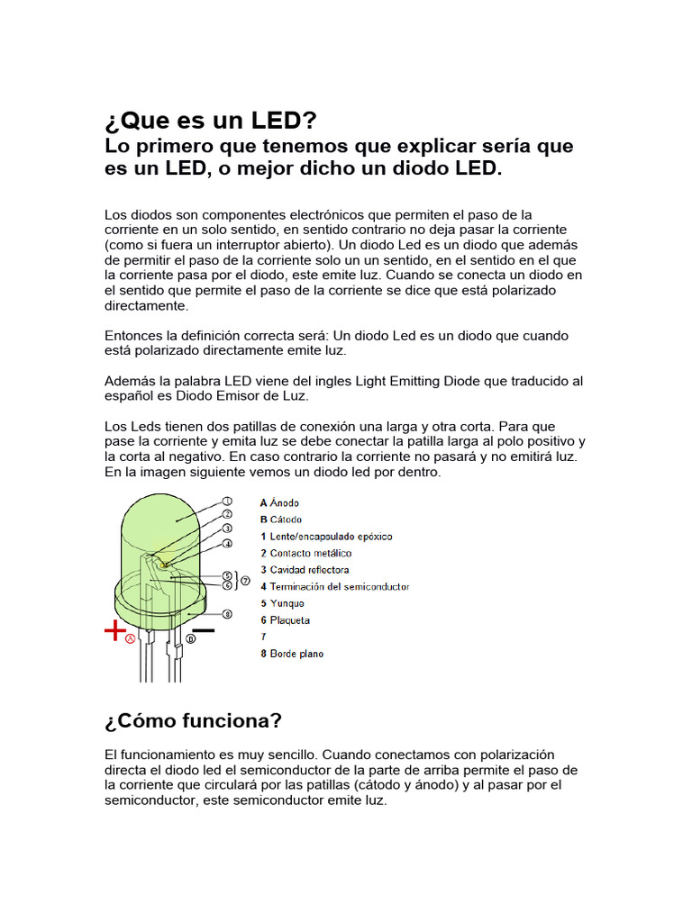 Guía Completa sobre Diodos LED | PDF | Diodo emisor de luz | Encendiendo
