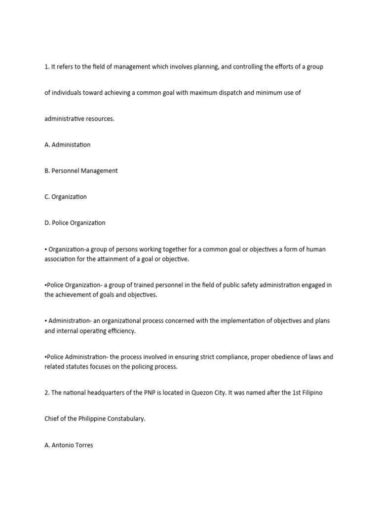 Overview of Police Organization and Management | PDF