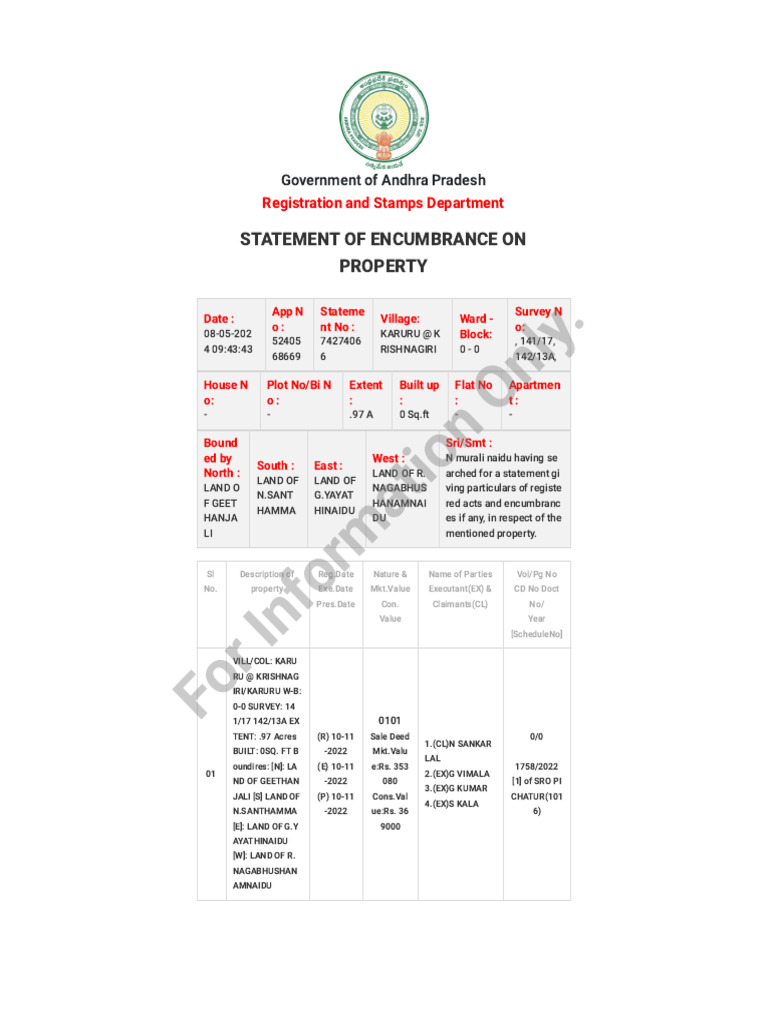 EEncumbrance Service PDF Property Law Natural Resources Law