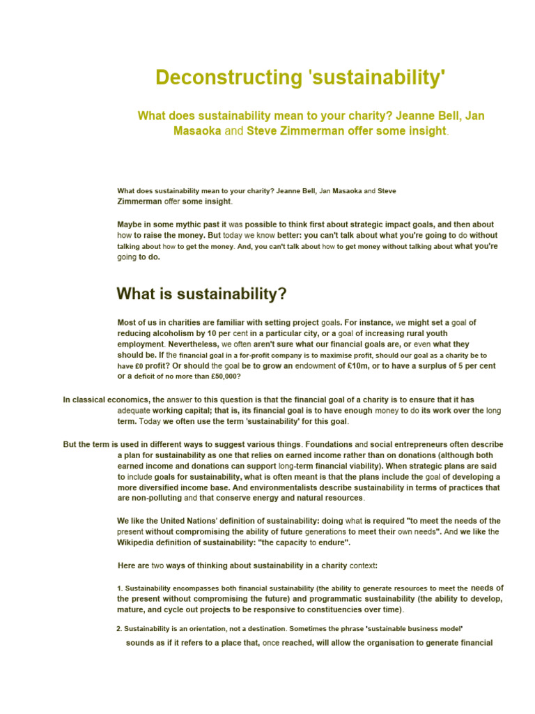 Deconstructing Sustainability Pdf Sustainability Business Model