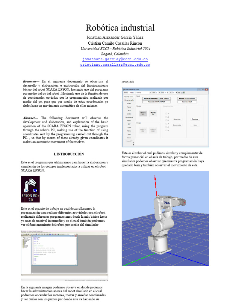 Programación del Robot SCARA EPSON | PDF | Ingeniería de control ...