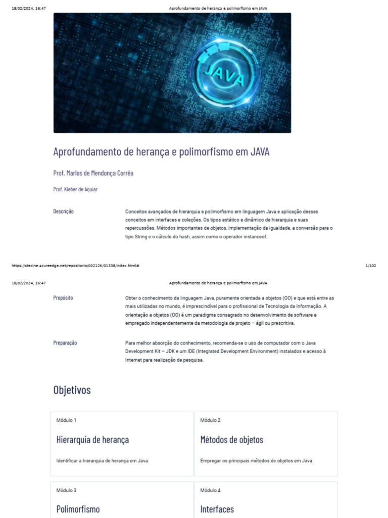 Herança e Polimorfismo em Java | PDF | Classe (programação de ...