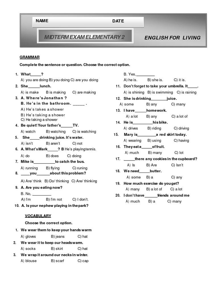 Elementary Midterm Exam Review | PDF | Clothing | Fashion