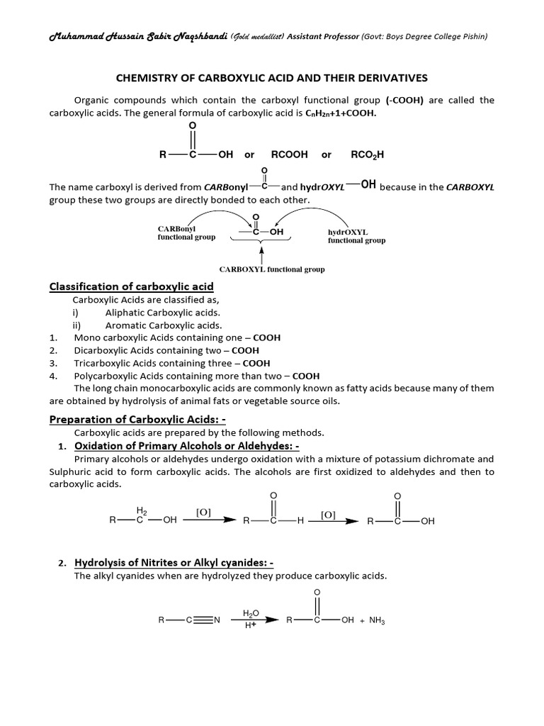 Carboxylic Acids: Chemistry & Properties | PDF | Ester | Carboxylic Acid