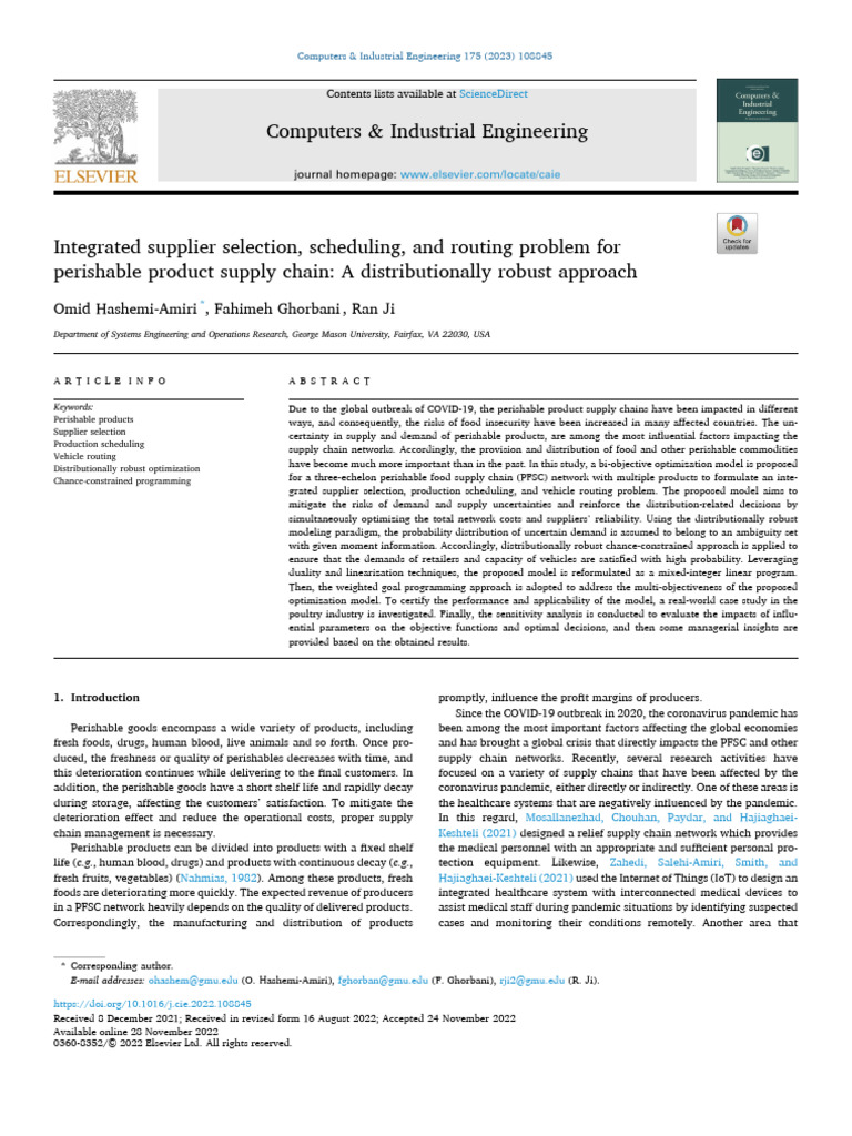 Robust Optimization in Perishable Supply Chains | PDF | Metaheuristic
