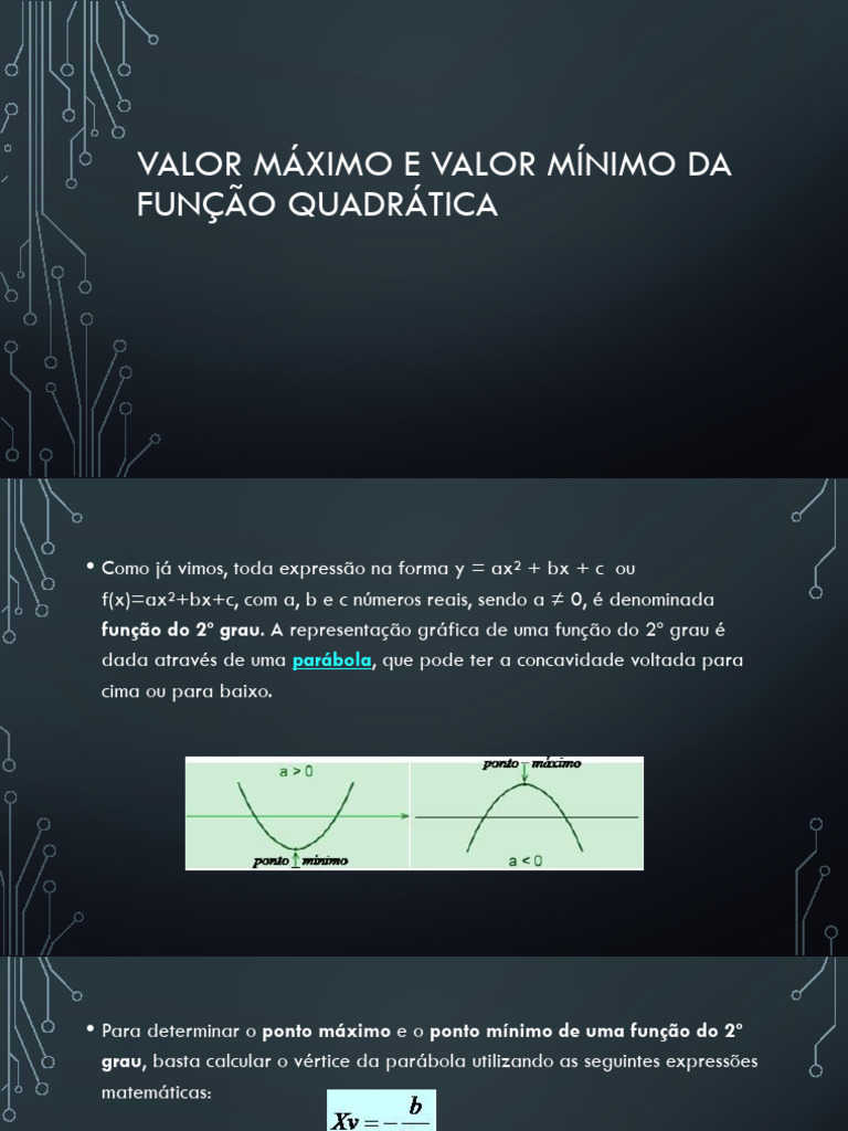 Valor Máximo e Valor Mínimo Da Função Quadrática | PDF | Função ...