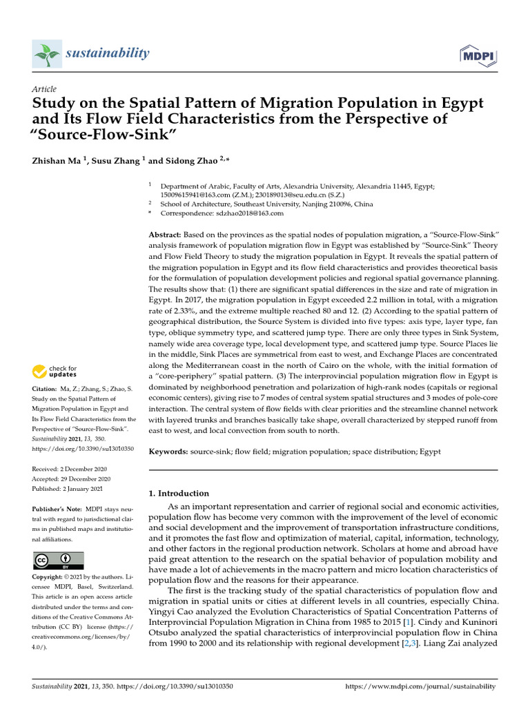 Sustainability 13 00350 v2 | PDF | Human Migration | Spatial Analysis