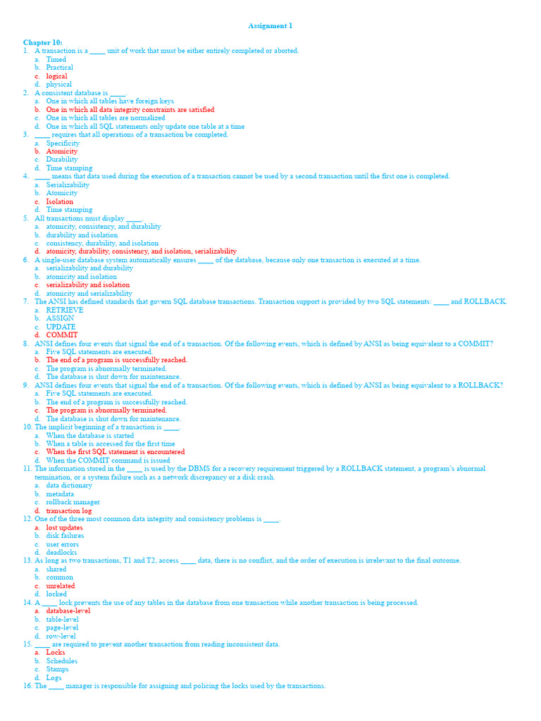 Assignment 1 | PDF | Database Transaction | Databases