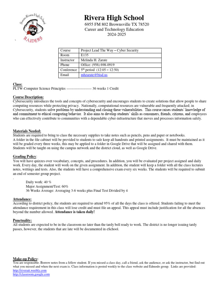 Pltw csc syllabus 2024 pdf computer security security