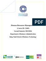 Human Resource Management (Course ID: 33405) Second Semester 2023/2024 Department of Business Administration King Talal School of Business Technology