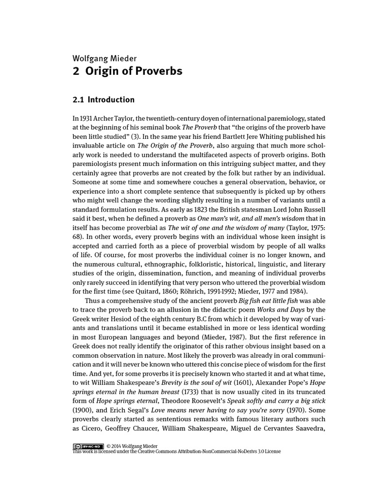 Origins and Creation of Proverbs | PDF | Proverb | Bible