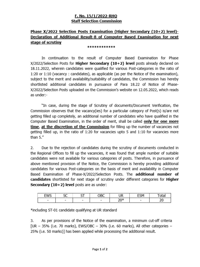 Additional Results for 10+2 Level Posts | PDF