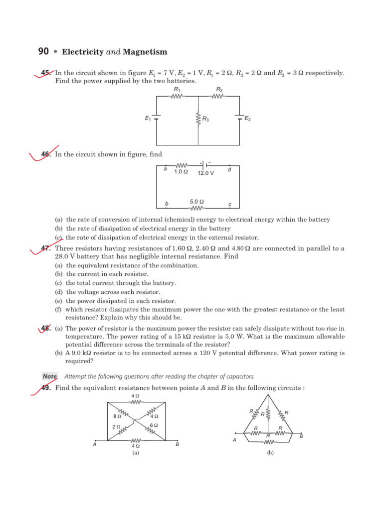 Equivalent Resistance Problems and Solutions | PDF | Resistor | Voltage