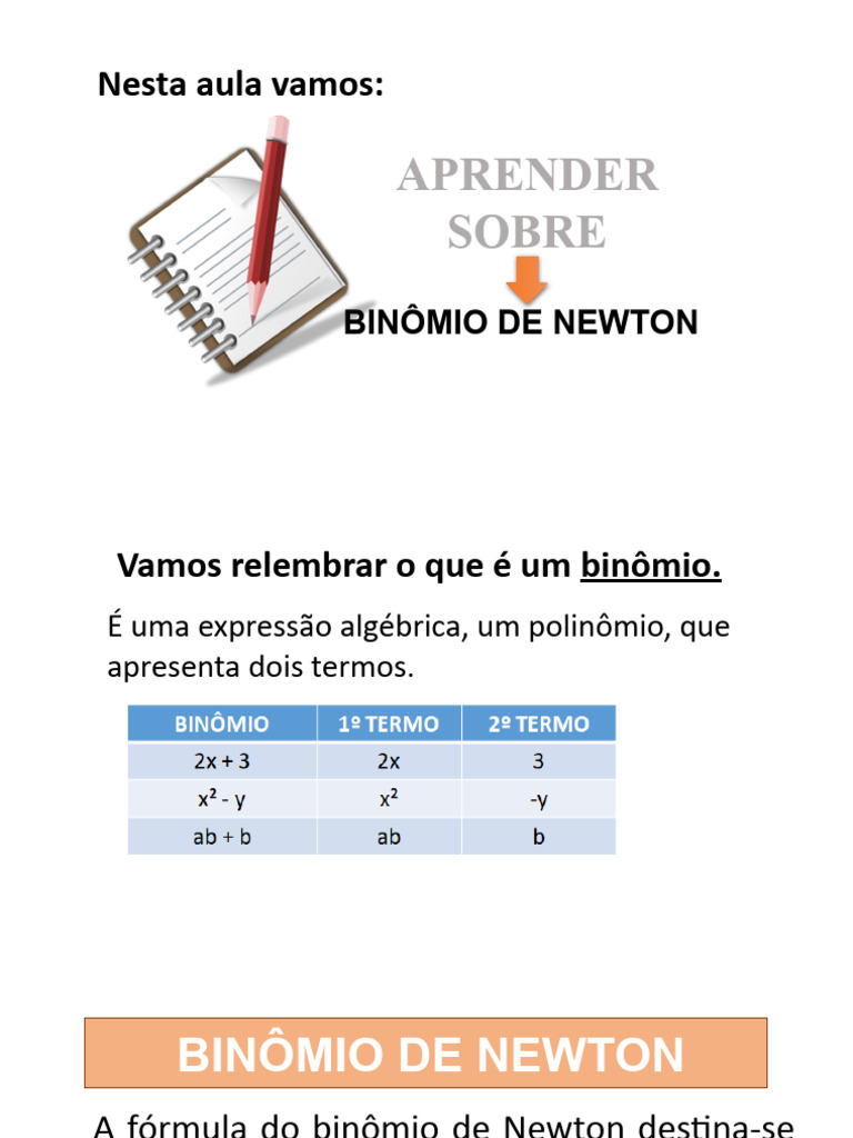Binômio de Newton: Expansão e Coeficientes | PDF | Matemática ...
