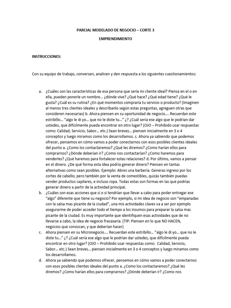 Parcial Unidad 3 | PDF | Crecimiento personal y profesional | Negocios
