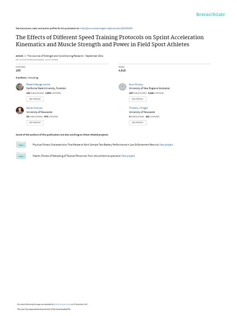 The Effects of Different Speed Training Protocols On Sprint ...