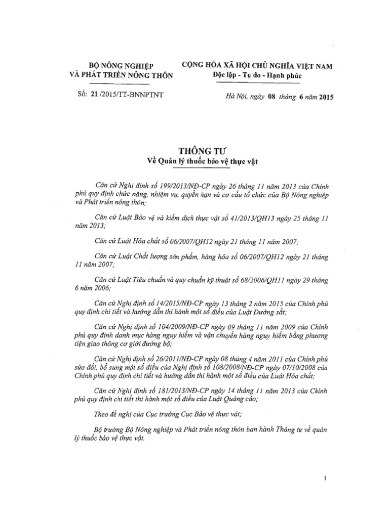 Thông Tư 21 - 2015 | PDF