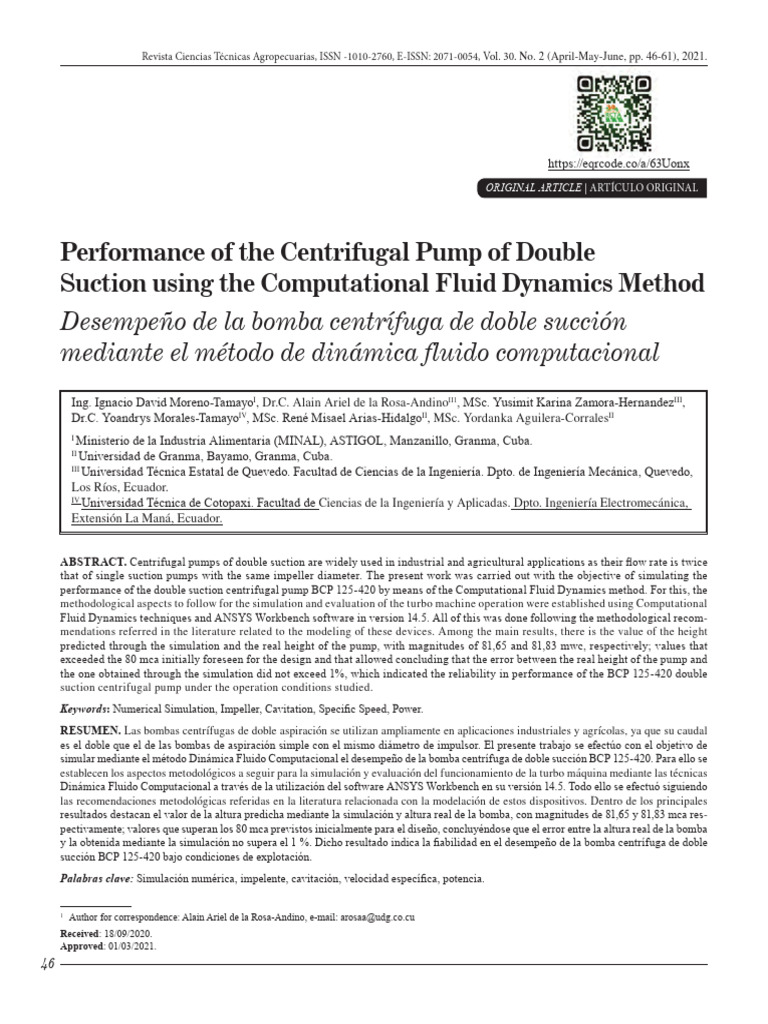 Performance of The Centrifugal Pump of Double Suct | PDF | Dinámica ...