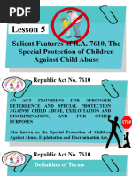 Lesson 5 Salient Features of RA 7610 The Special Protection of Children Against Child Abuse
