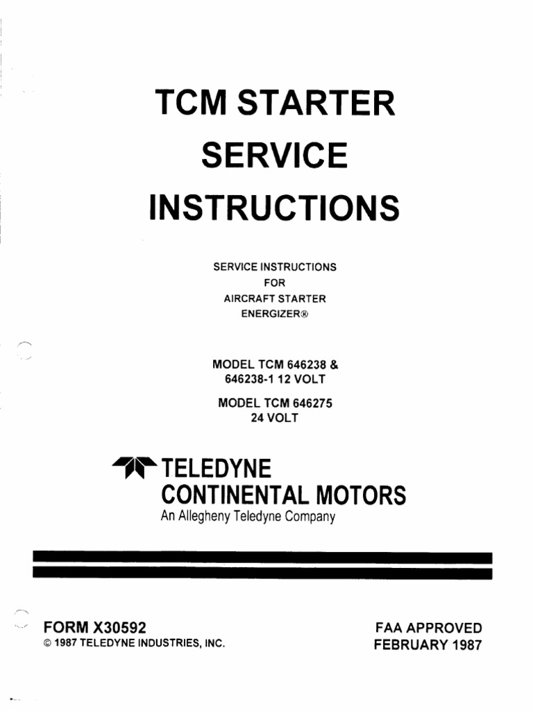 TCM 646238,-1, 646275 Starter Manual | PDF | Screw | Electrical Engineering