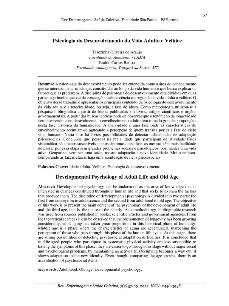 Psicologia do Desenvolvimento na Velhice | PDF | Envelhecimento | Família