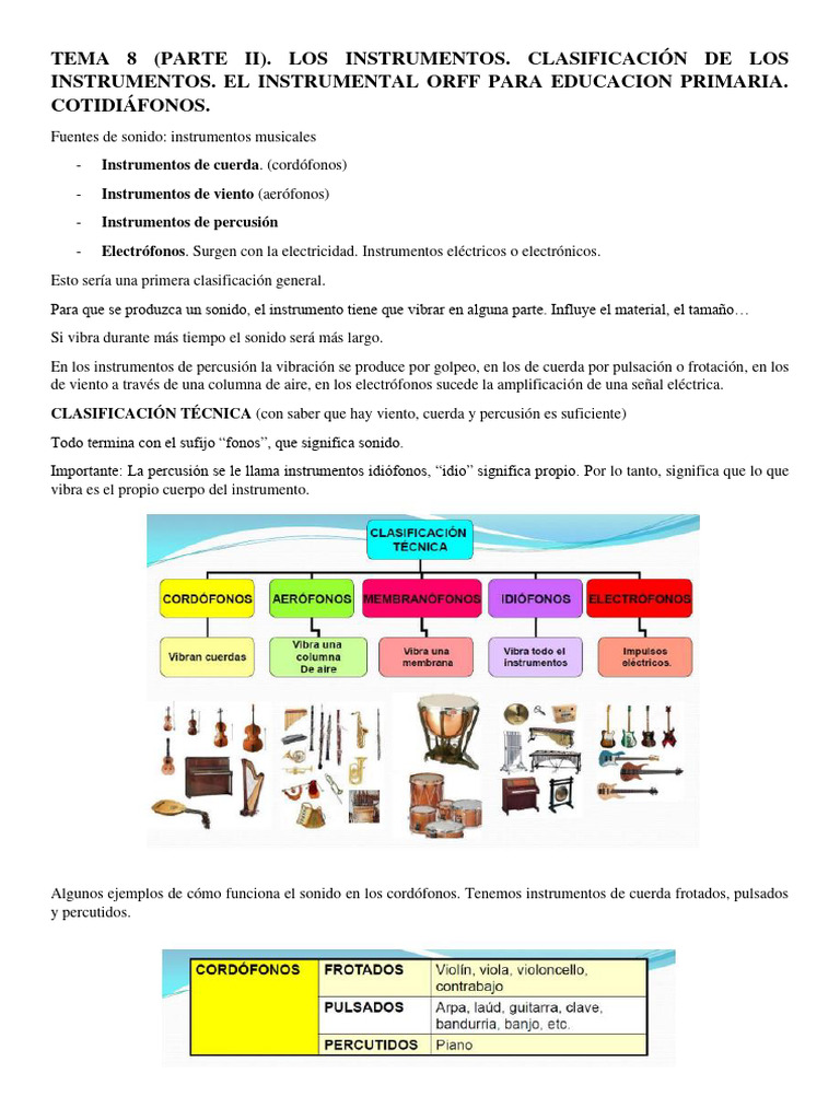Instrumentos Musicales en Primaria | PDF | Instrumentos musicales ...