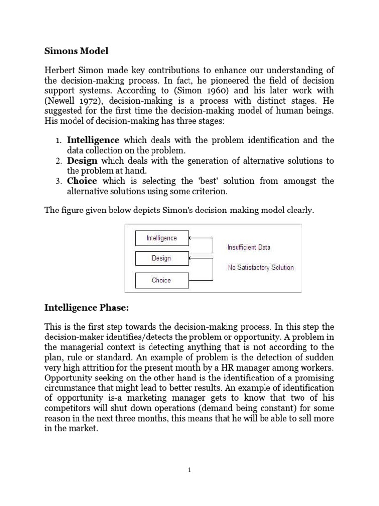 Simon's Decision-Making Model Explained | PDF | Decision Making ...