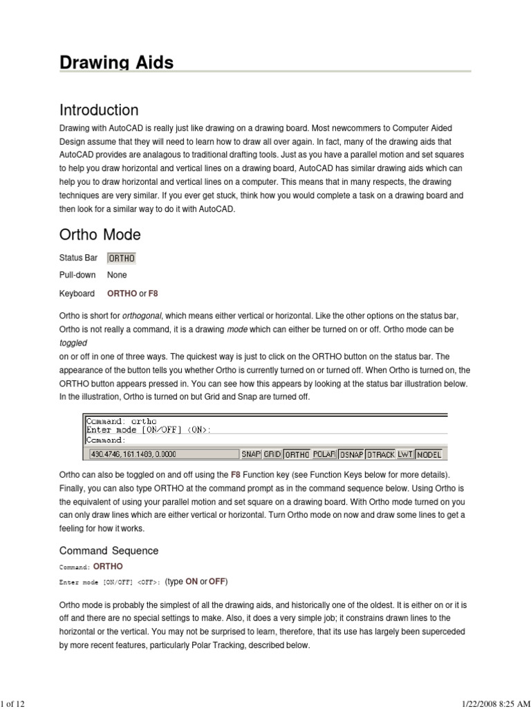 AutoCAD Drawing Aids Explained | PDF | Ellipse | Computer Keyboard