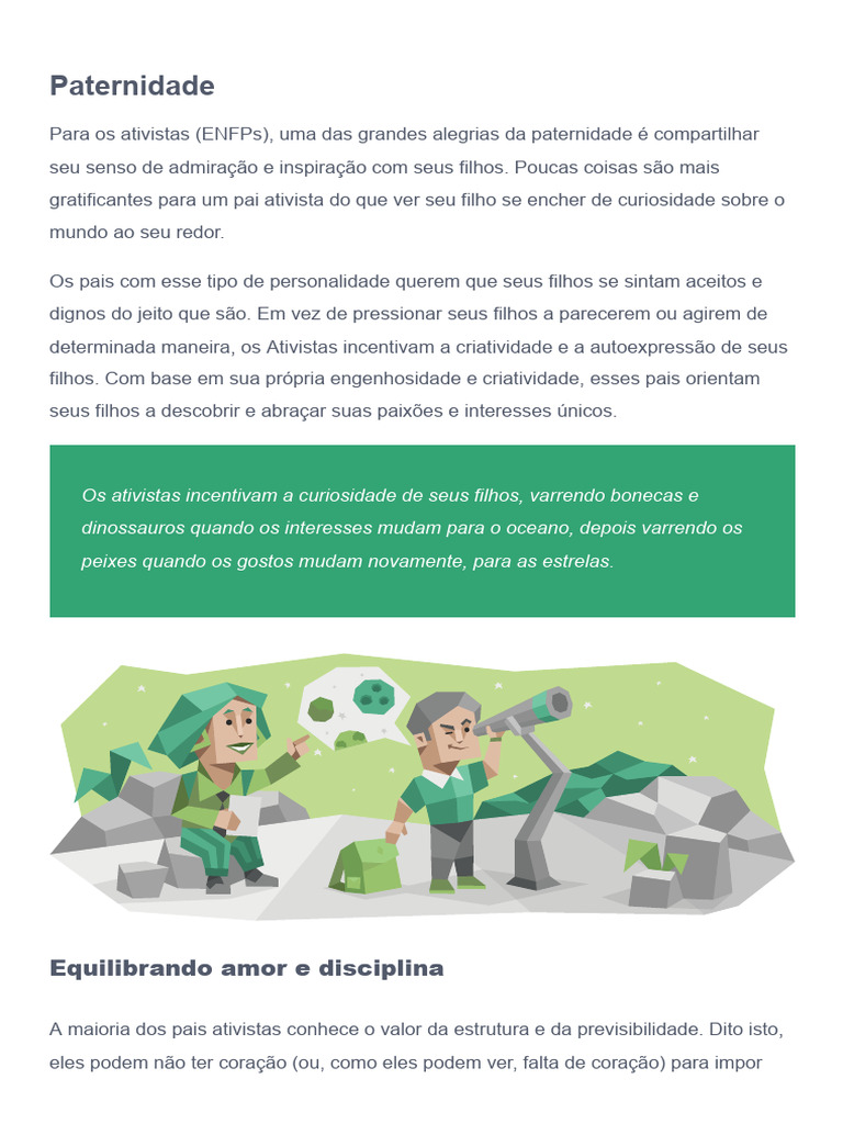 Paternidade para ENFPs: Amor e Aceitação | PDF | Autoestima | Amor