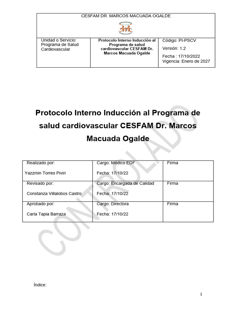 Protocolo Induccion Al Programa PSCV 02-2024 | PDF | Hipertensión ...