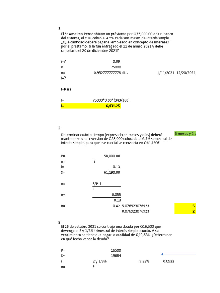Cálculos de Intereses y Deudas en Préstamos | PDF | Finanzas y dinero ...