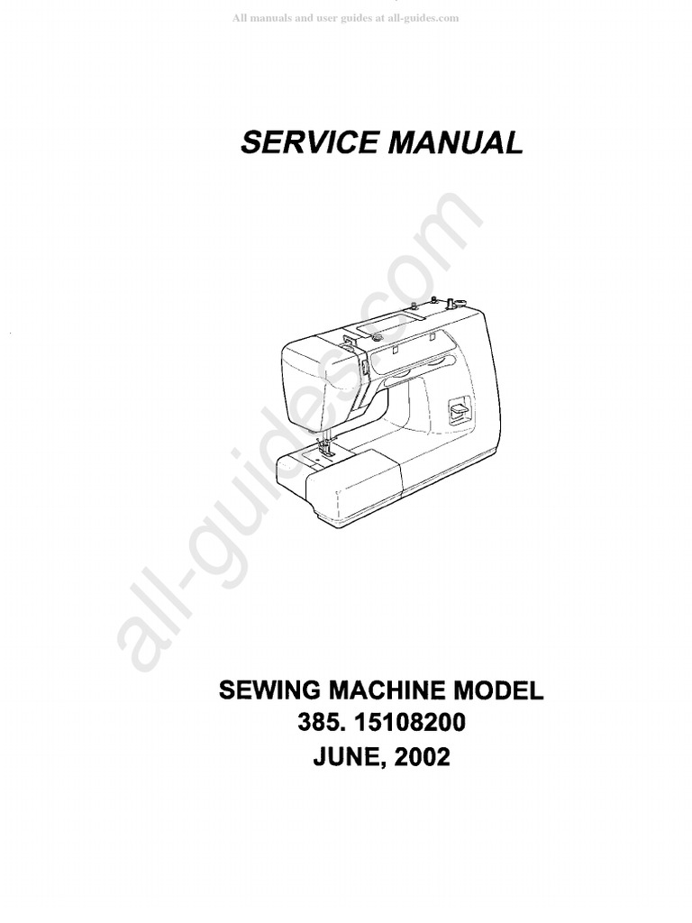 Kenmore 385.15108200 Sewing Machine Service Manual Download Free PDF